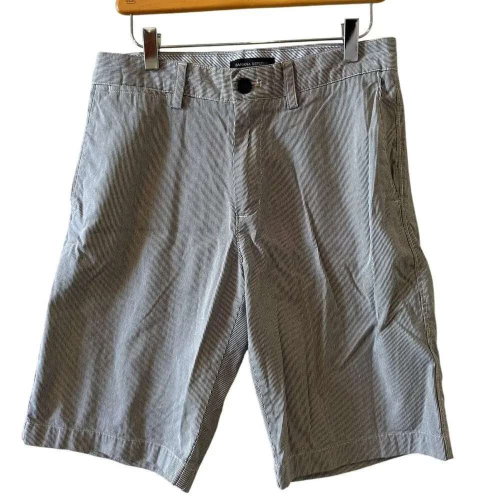 Banana Republic Shorts Navy Blue & White Stripe 30